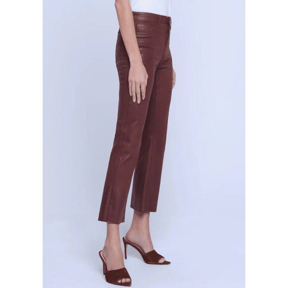 L’Agence Kendra High Rise Cropped Flare Jeans Dark Cinnamon Brown 27 - Picture 3 of 10